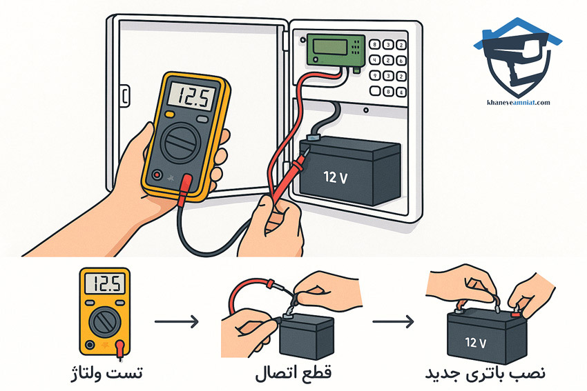  تست باتری دزدگیر اماکن